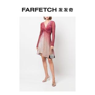 Talbot Runhof女士V领金属感效果迷你连衣裙FARFETCH发发奇