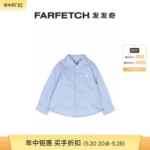 Emporio FARFETCH发发奇 条纹刺绣棉衬衫 Armani阿玛尼童装