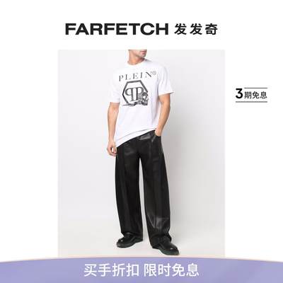 [Final Sale]Philipp Plein男女通用logo骷髅头印花T恤FARFETCH发