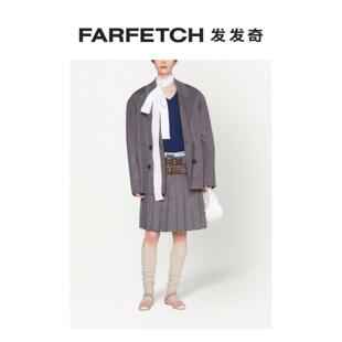 Miu Miu缪缪女士百褶羊毛丝绒半身裙FARFETCH发发奇