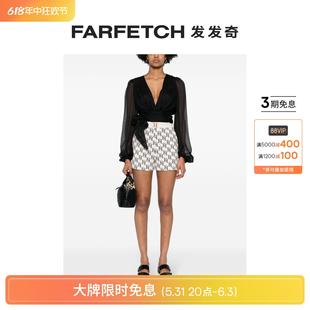 FARFETCH发发奇 Elisabetta Franchi女士logo印花绉纱短裤