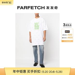 T恤FARFETCH发发奇 Martine Rose男女通用logo印花长款