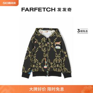 Roberto 图案印花拉链连帽衫 Junior童装 Cavalli FARFETCH发发奇