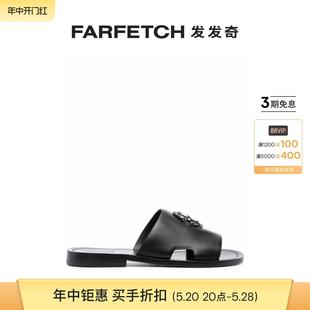 FARFETCH发发奇 logo标牌皮质拖鞋 Cavalli男士 Roberto