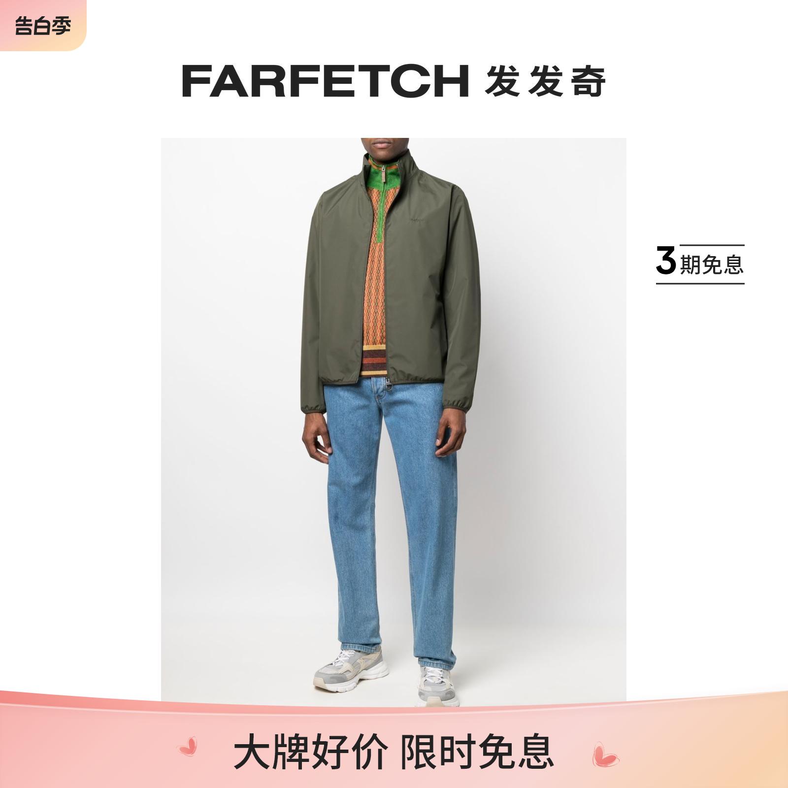 Barbour男士logo拉链飞行员夹克FARFETCH发发奇