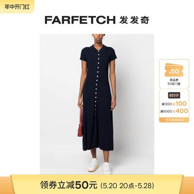 Polo Ralph Lauren女士罗纹针织排扣中长连衣裙FARFETCH发发奇