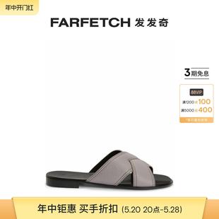 Zanotti男士 FARFETC Flavio Sale Giuseppe Final 交叉带皮质拖鞋