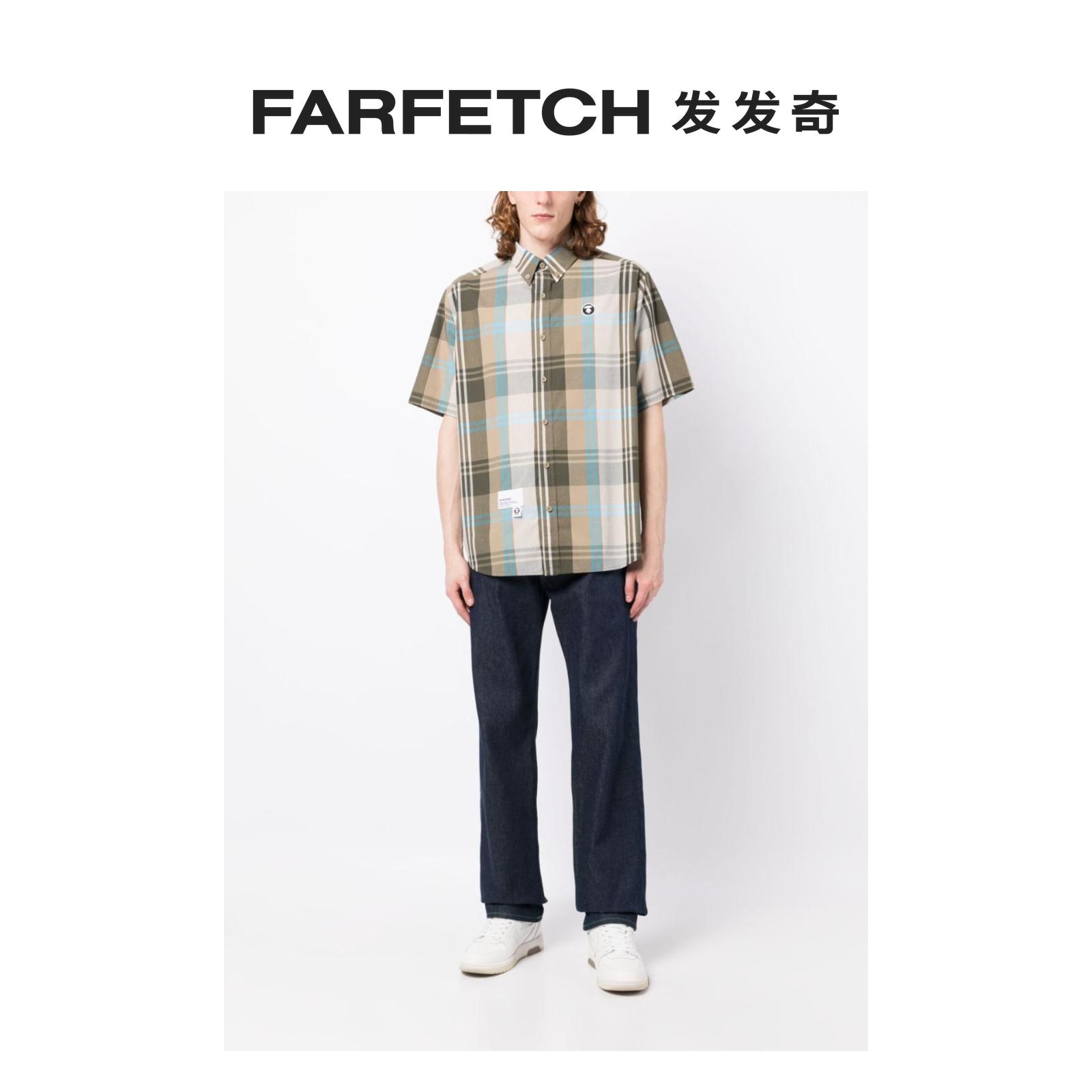 Aape男士格纹短袖衬衫 FARFETCH发发奇