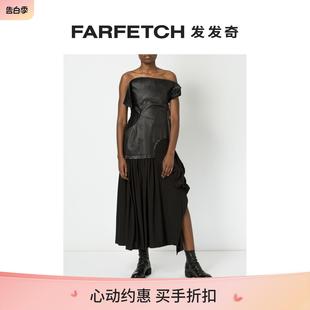 Yamamoto女士皮革拼接小礼服FARFETCH发发奇 Yohji