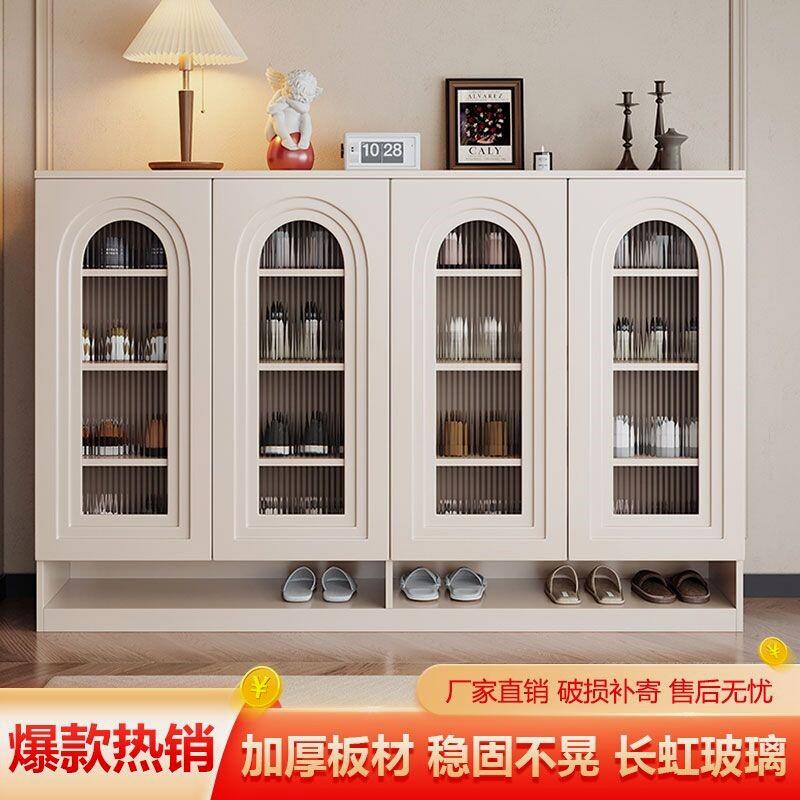 实木鞋柜家用入户玄关柜靠墙鞋架简约现代储物柜法式收纳置物柜子