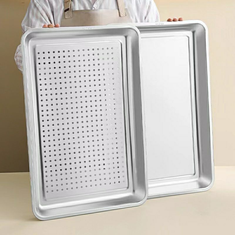 304不锈钢蒸饭盘60x40蒸车蒸箱加厚托盘商用无磁不锈钢方盘