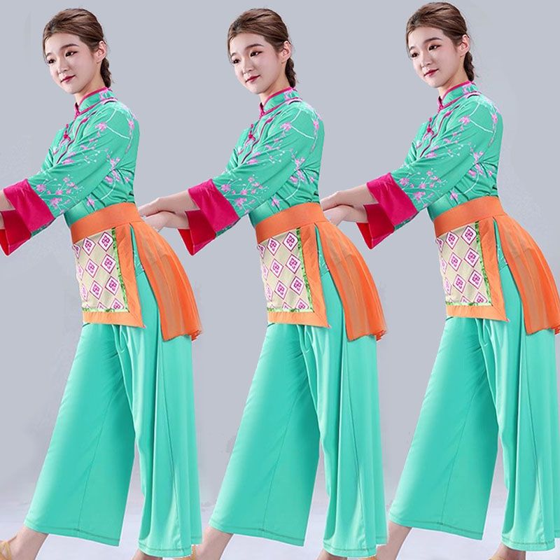 秧歌服演出服女2023年新款夏季村姑采茶舞服装民族舞蹈广场舞套装