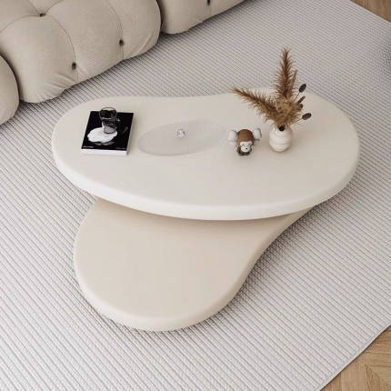奶油茶几家用小户型高级简约圆形现代轻奢云朵网红创意客厅旋转