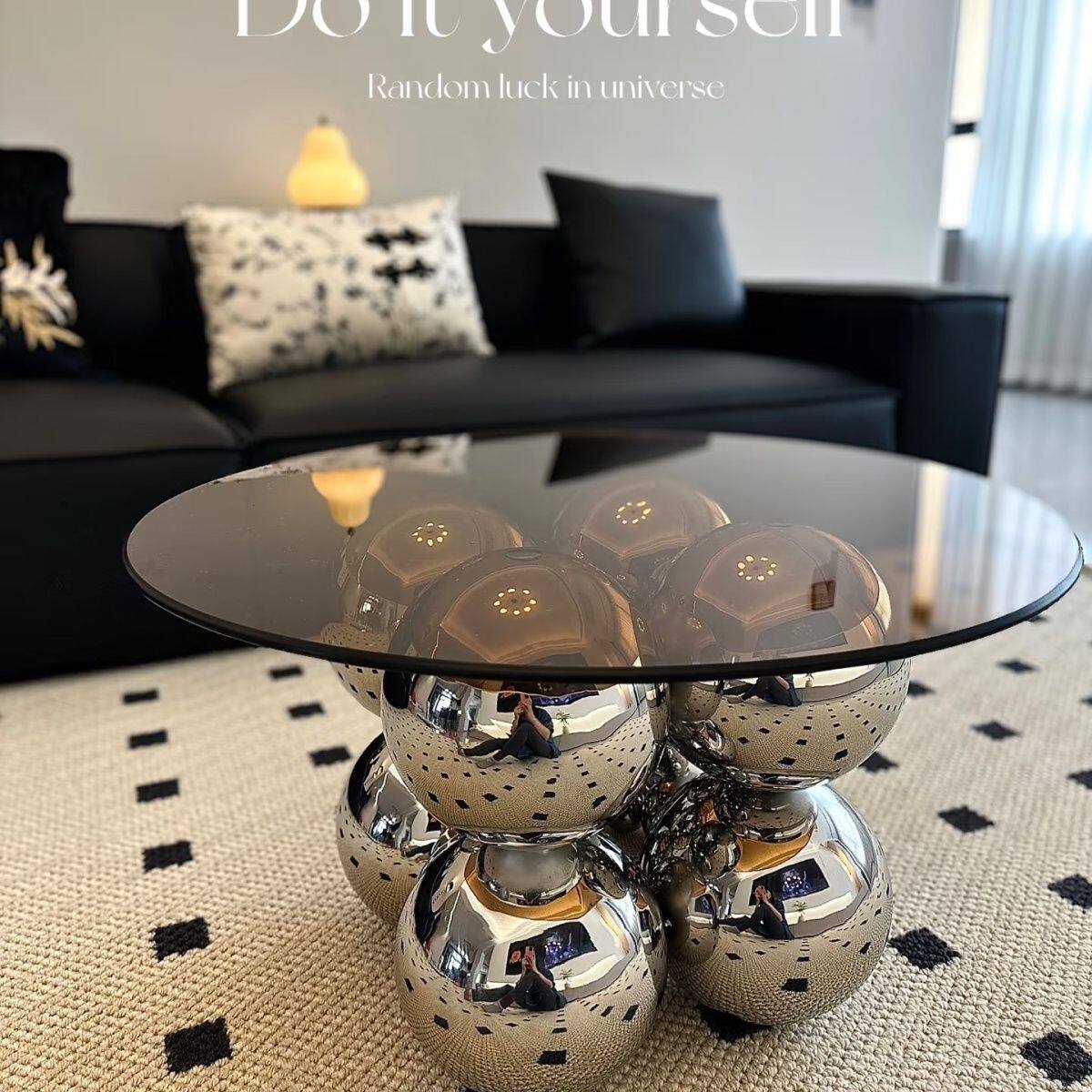 现代轻奢设计师圆形客厅茶几