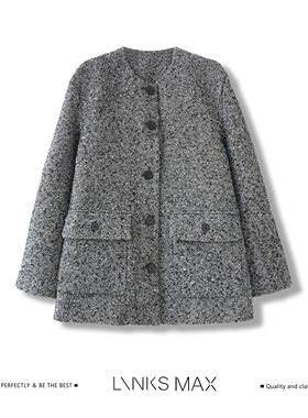 【钱老板专属】LINKS MAX 复古人字纹肌理感一手长毛呢外套 59570