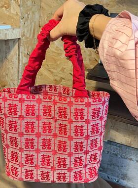 2024红色婚包伴手礼小红书定制手工托特包伴娘伴手礼新中式国风喜