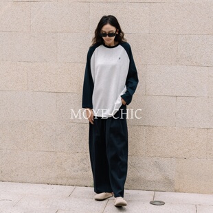 韩版拼色插件袖长袖t恤显瘦打底卫衣刺绣宽松显瘦简约上衣女慵懒