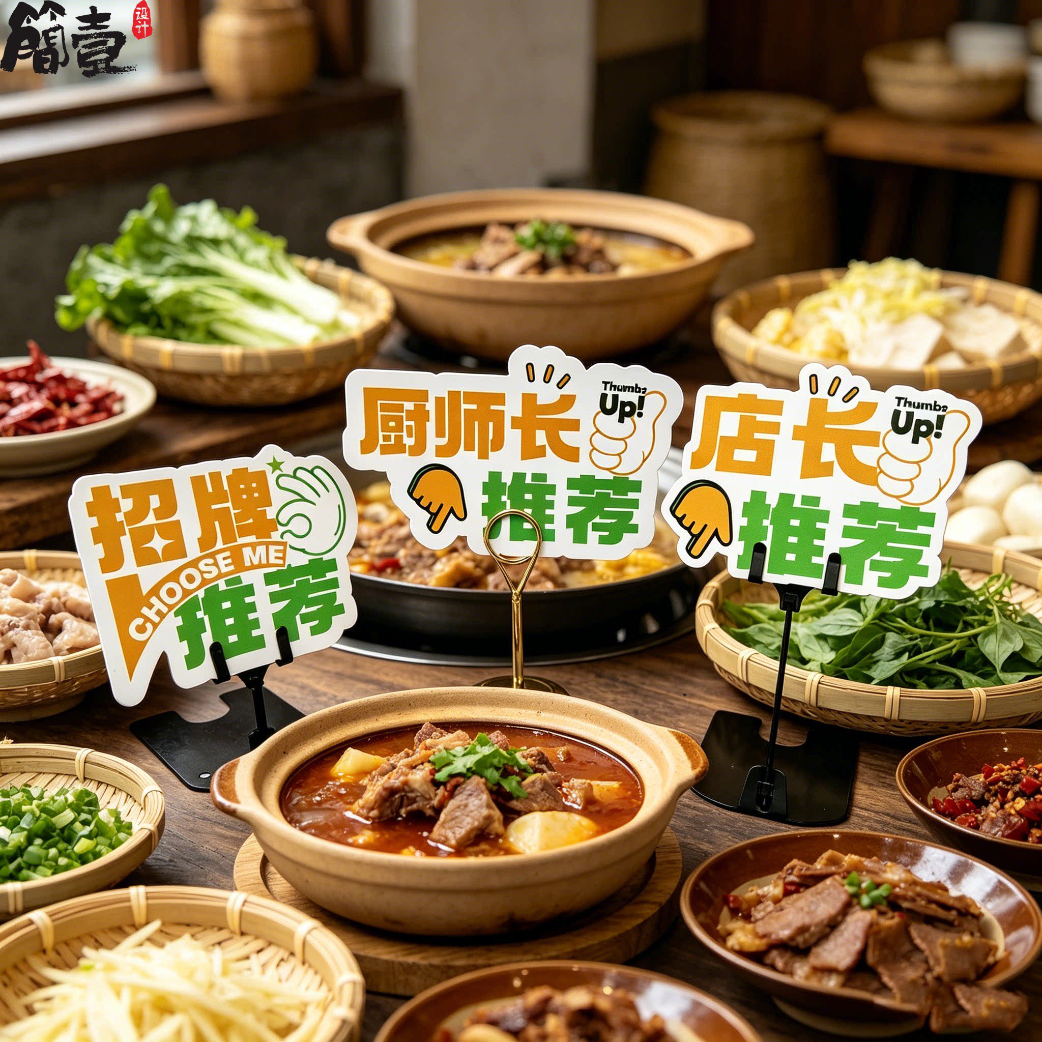 餐饮明档可擦写人气菜品异形卡片