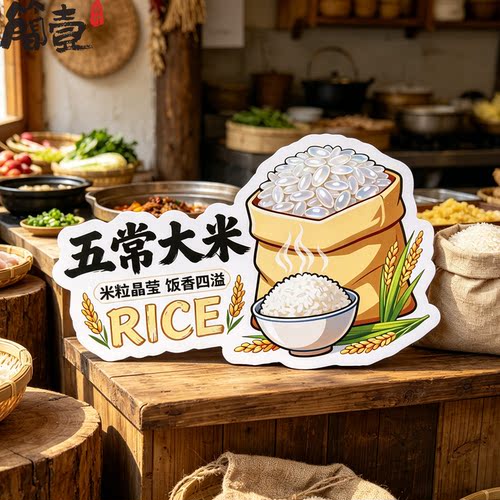 五常大米PVC手举牌餐厅明档