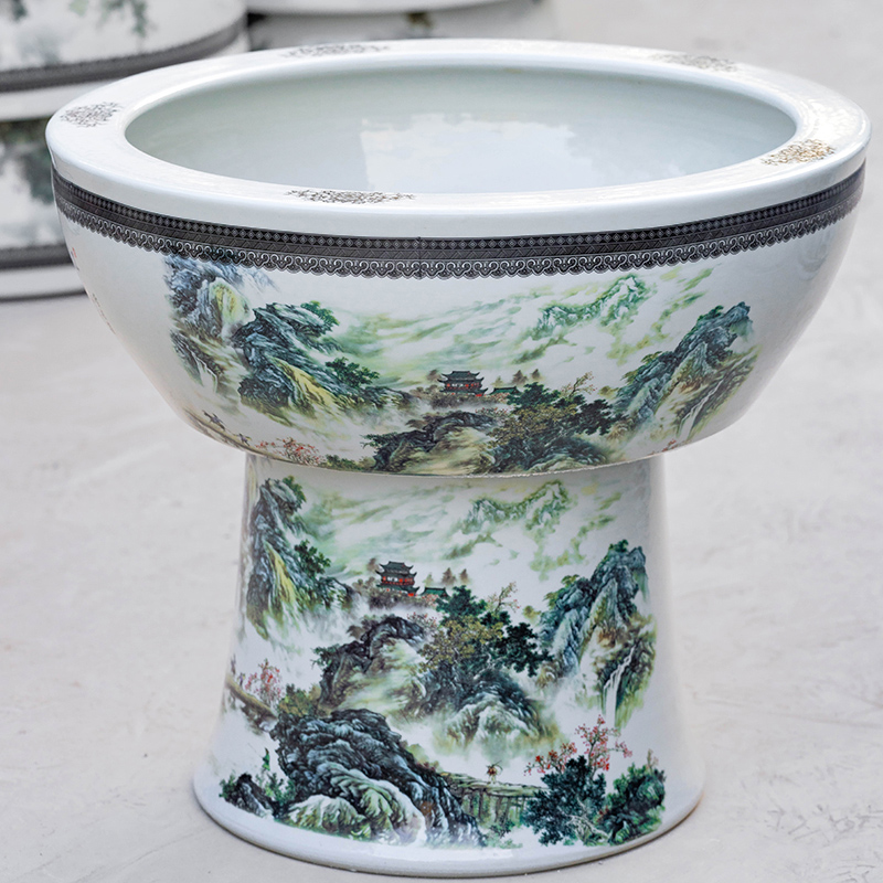 景德镇陶瓷鱼缸落地荷花缸碗莲缸特大号乌龟缸睡莲大水缸庭院客厅
