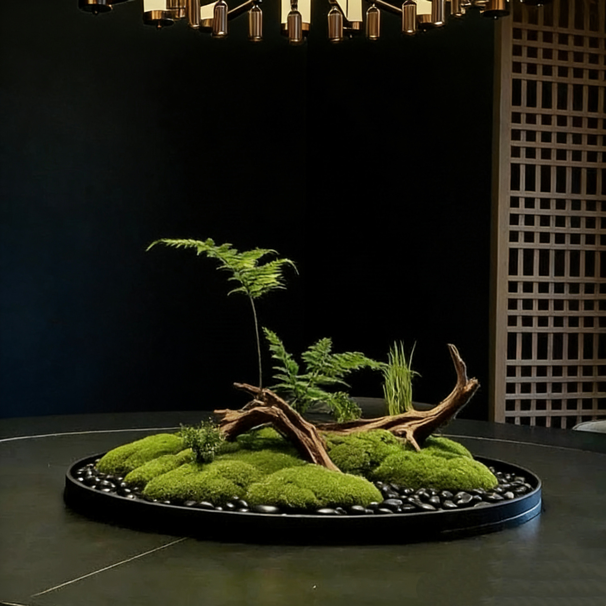 餐桌中间景观摆件永生苔藓桌花