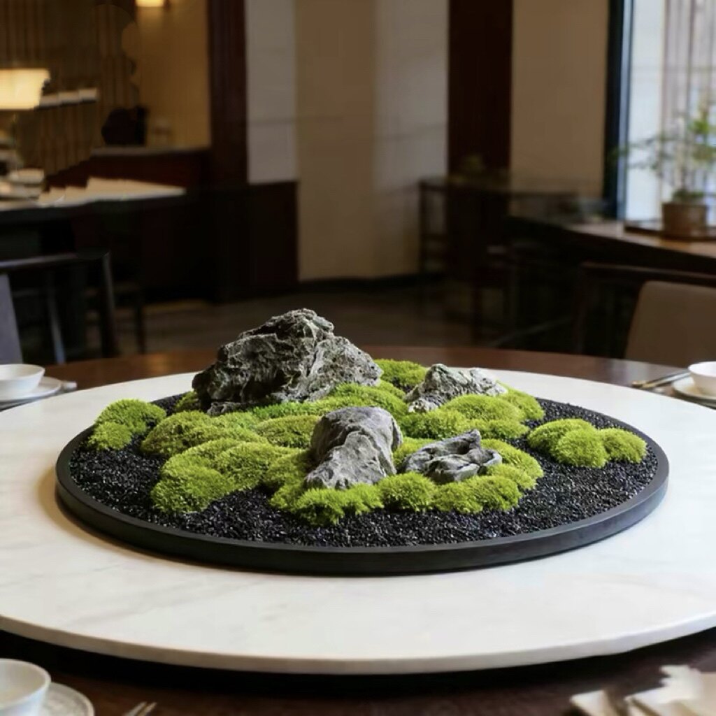 餐桌转盘中间永生苔藓景观摆件