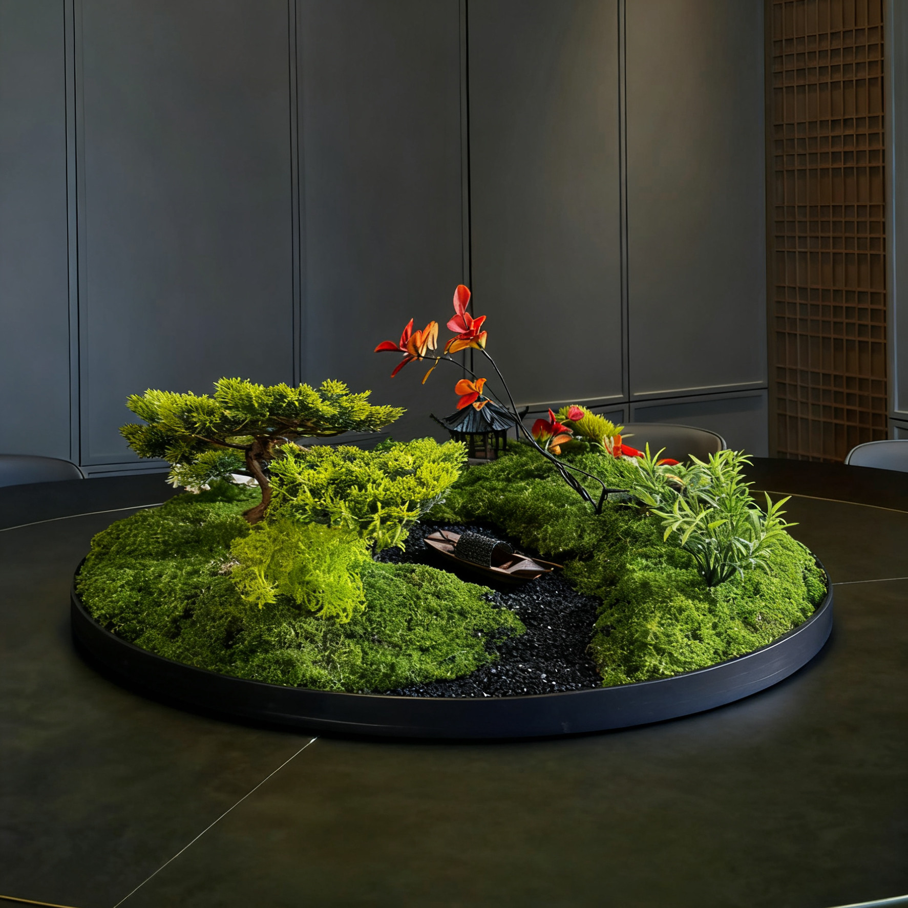 餐桌中间景观摆件大圆桌转盘摆花装饰高端饭店餐厅微缩桌花摆台,家居饰品,餐桌花艺,淘宝优惠券,粉丝福利购,淘宝优惠卷