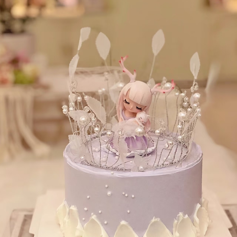 网红鹿角女孩蛋糕装饰套装