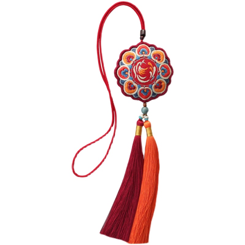 刺绣diy材料包敦煌藻井纹龙凤香囊国风车挂件手作送男友情侣礼物