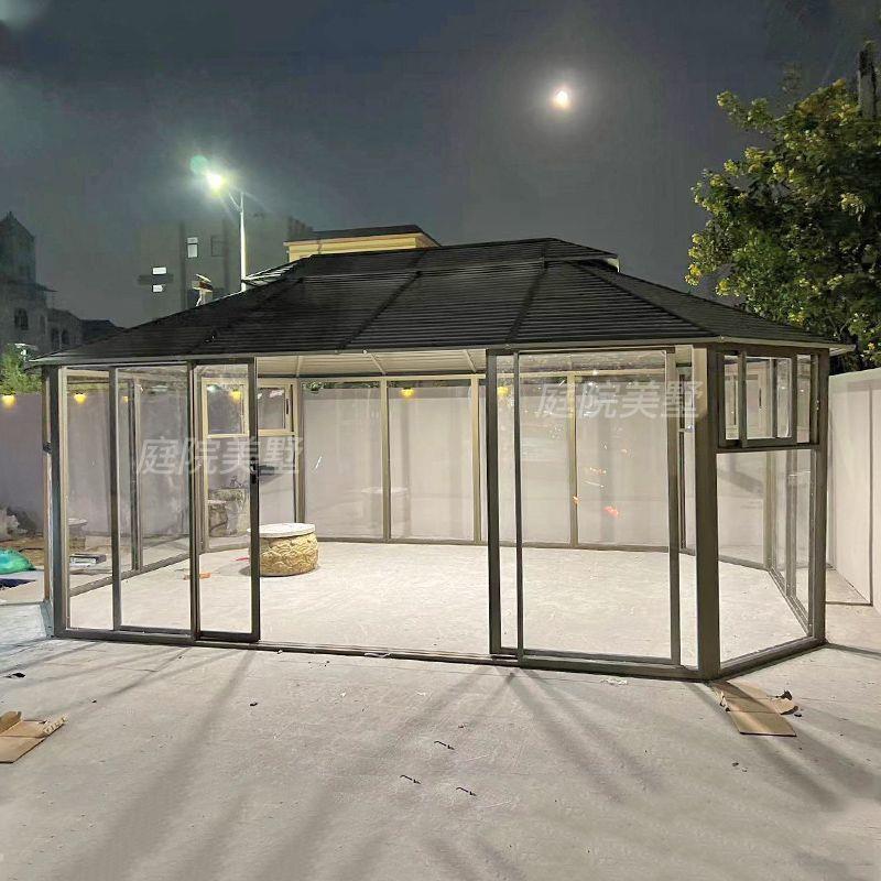 户外阳光房凉亭帐篷庭院遮阳棚铝合金别墅花园组装移动房子室外