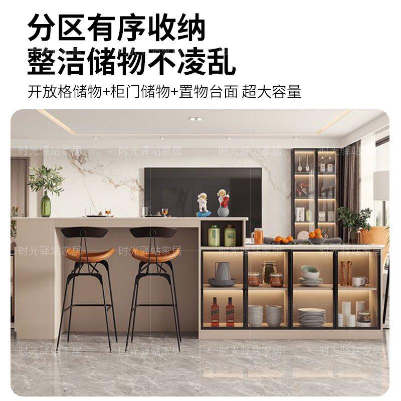 现代客厅沙发后背靠柜轻奢岩板餐边柜吧台酒柜一体横厅隔断储物柜