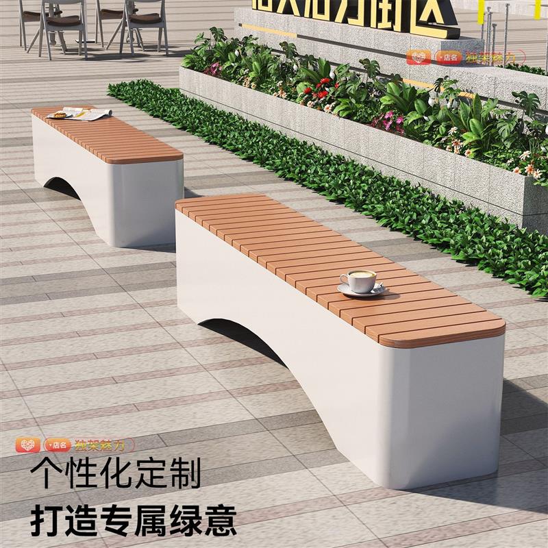 公园椅景区商业街休闲等候长椅户外长凳庭院防水塑木广场休息座椅