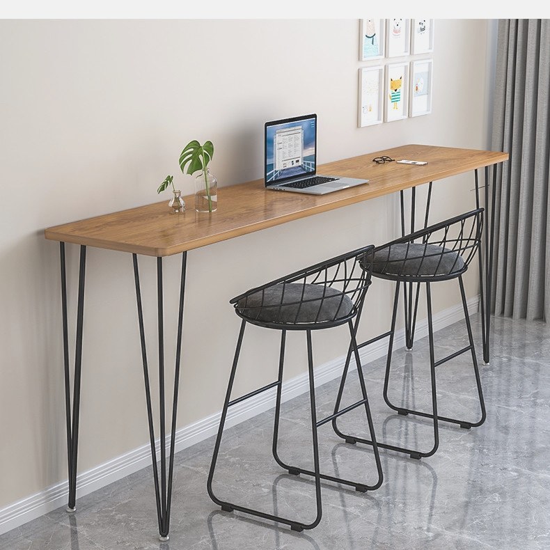 简约现代高脚窄桌子靠墙吧台家用阳台桌椅组合奶茶店酒吧长条桌