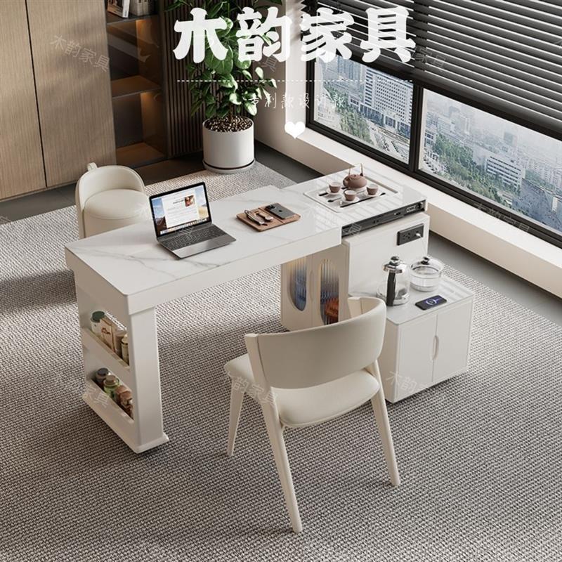 岩板可伸缩茶桌移动旋转轻奢烧水壶一体家用小户型阳台茶桌椅组合