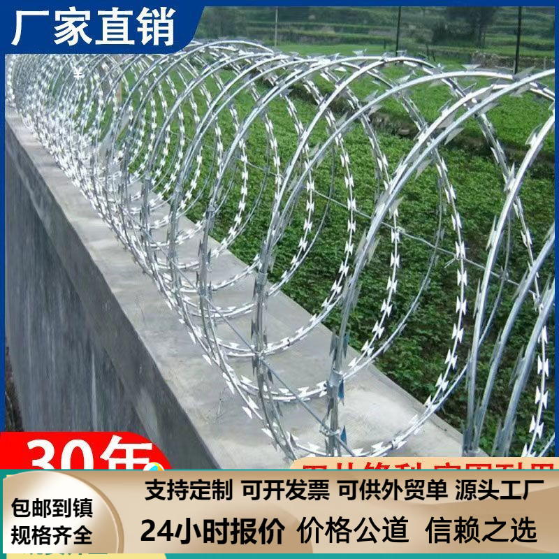 刀片刺绳不锈钢滚笼防锈防护网刺网带刺铁丝防盗防爬刺围墙防爬网