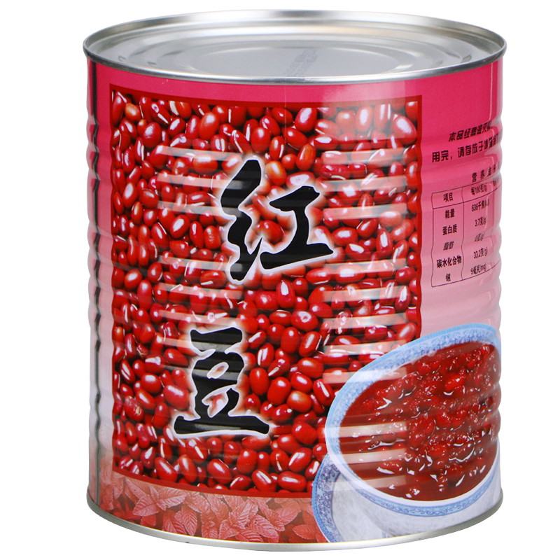 名忠糖水红豆罐头3.2kg即食红豆
