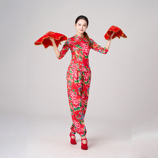 弹性广场舞服新款秧歌腰鼓扇子舞蹈团队表演出服东北大花灯笼裤女