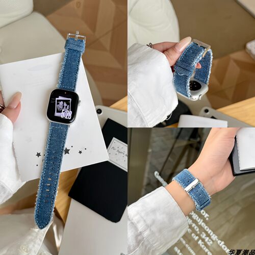 苹果手表S11代破帆布牛仔表带