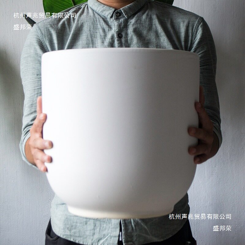 特大号黑白色陶瓷花盆简约阳台室内地面种植发财树绿植盆栽落地式