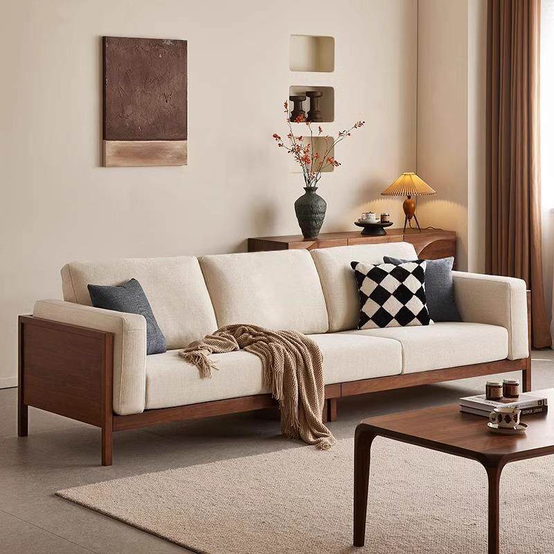北美黑胡桃木实木沙发客厅原木风家具北欧日式小户型布艺冬夏两用