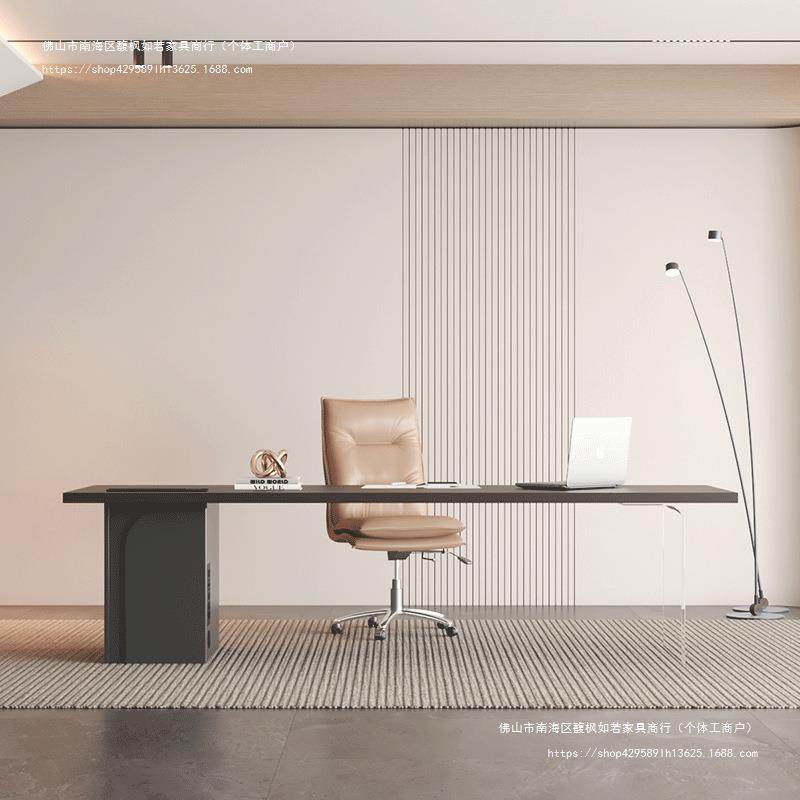 意式书桌家用实木电脑桌写字台简约现代医美咨询桌老板桌办公桌