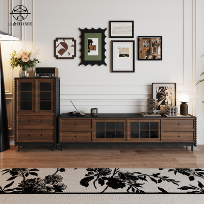 法式复古实木电视柜茶几组合