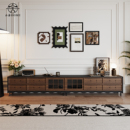 法式 复古实木电视柜茶几组合中古风收纳柜高脚电视机柜客厅家用柜