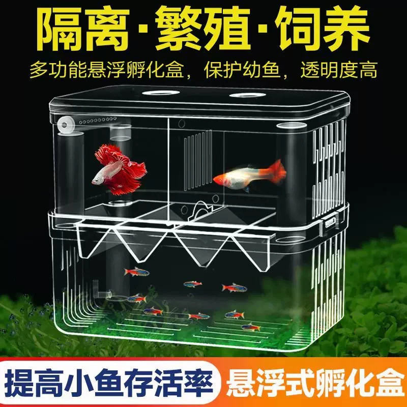 鱼缸隔离盒多功能小鱼繁殖孵化盒孔雀鱼凤尾热带鱼苗产卵房亚克力