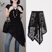 时尚 女遮肉显瘦屁帘 复古显瘦设计感蕾丝屁帘半身裙不规则2026新款