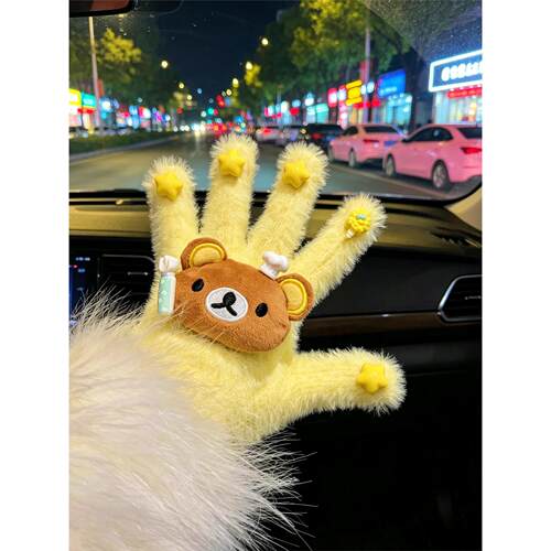 小熊毛绒手套骑行女生冬