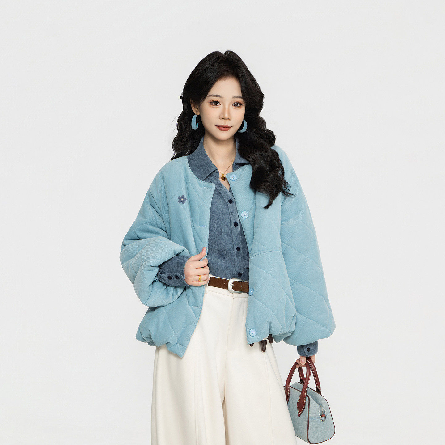 DaYuanSAD芷莹复古日记蓝色厚实保暖棉服女款秋冬季宽松夹棉外套,个性定制/设计服务/DIY,棉服工装,淘宝优惠券,粉丝福利购,淘宝优惠卷