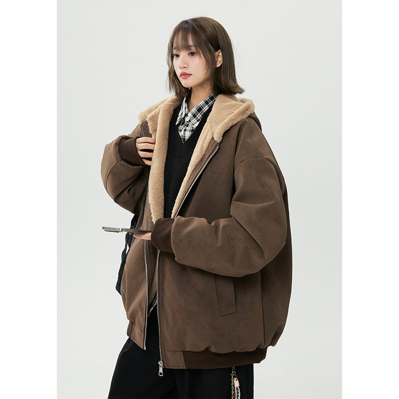 美式复古座山雕毛领连帽棉服女学生胖mm大码宽松加厚保暖棉衣外套,个性定制/设计服务/DIY,棉服工装,淘宝优惠券,粉丝福利购,淘宝优惠卷