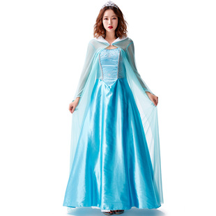万圣节成人女款白雪皇后cosplay艾莎公主长裙大码抹胸连衣裙披风