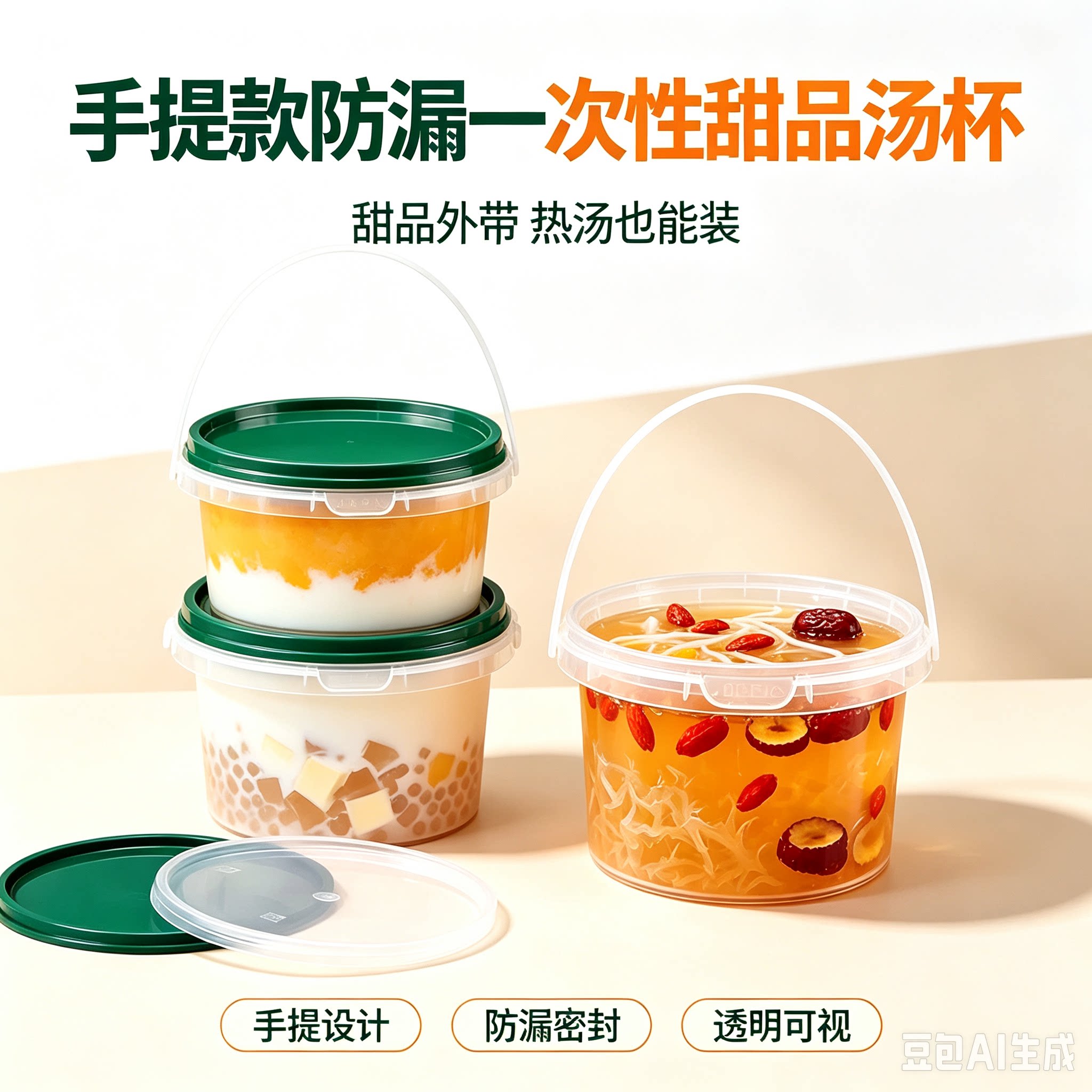 一次性水果茶桶透明带盖图片